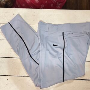 Nike Light Gray Dri-FIT Baseball Pants with Black Accents